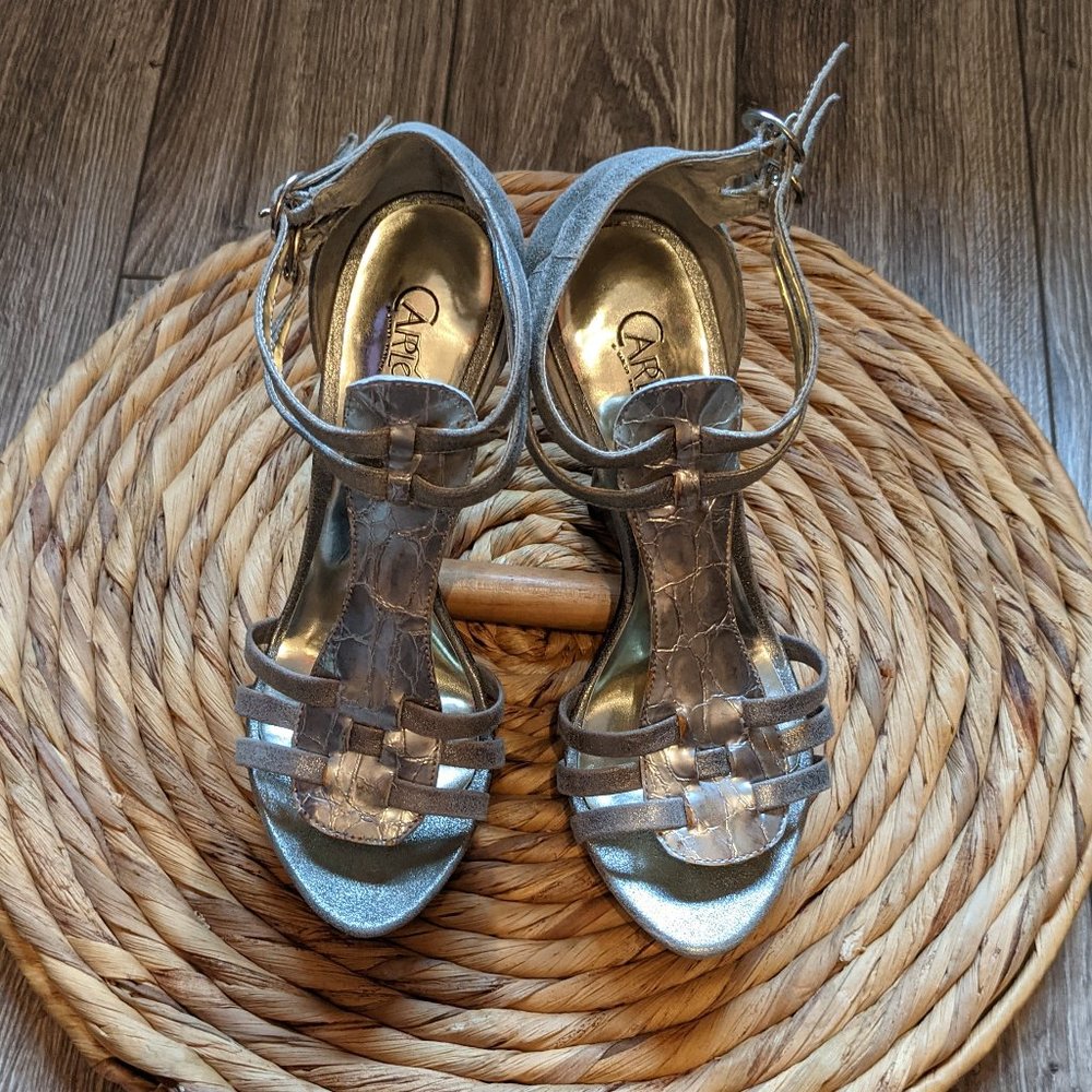 EUC (W6.5) - CARLOS SANTANA Metallic Gladiator Wedge